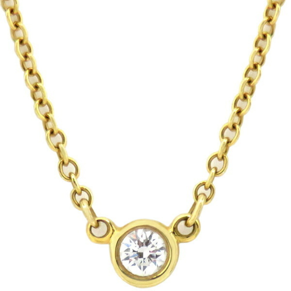 Tiffany Necklace Visor Yard Single Diamond Pendant Gold Tco Stone